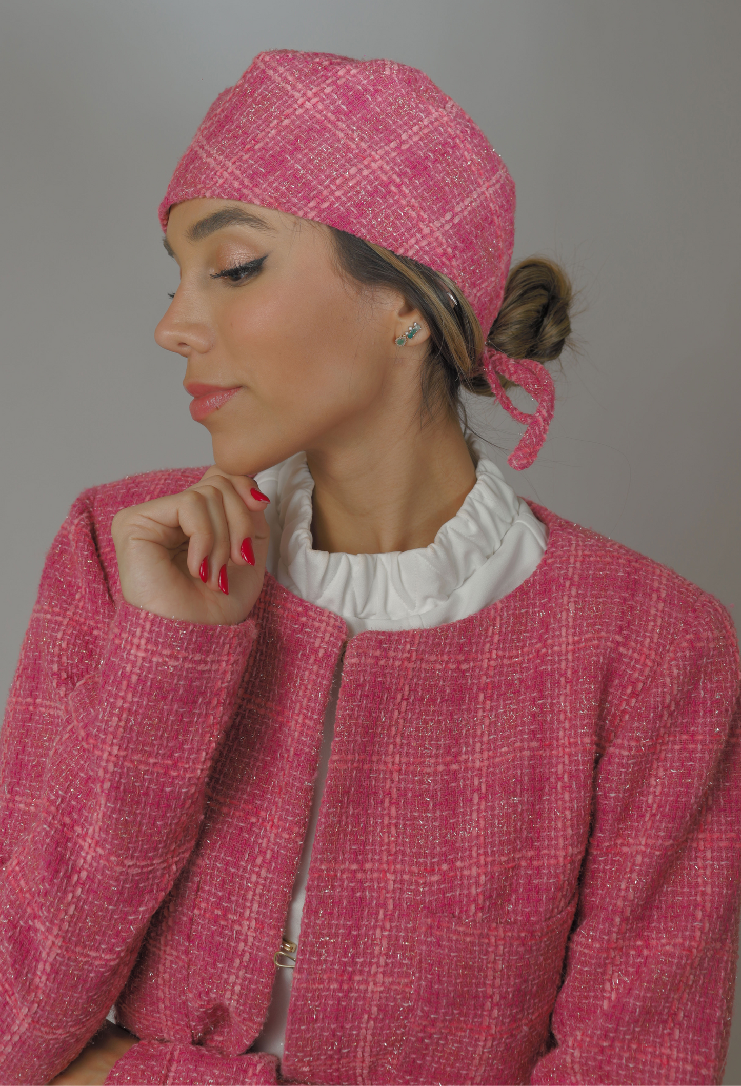 Touca Tweed Rosa